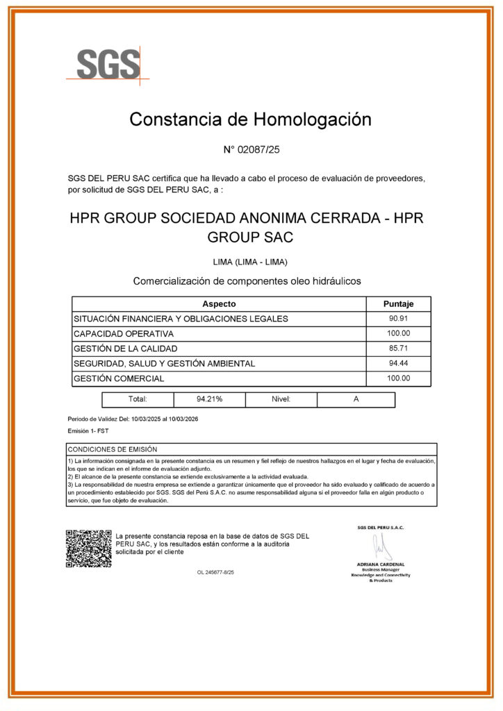 homologado, SGS, certificado, calidad, seguridad, ambiente